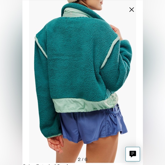 NWOT Free People Movement Courtside Faux Shearling Jacket in Botanical Combo - Picture 2 of 12